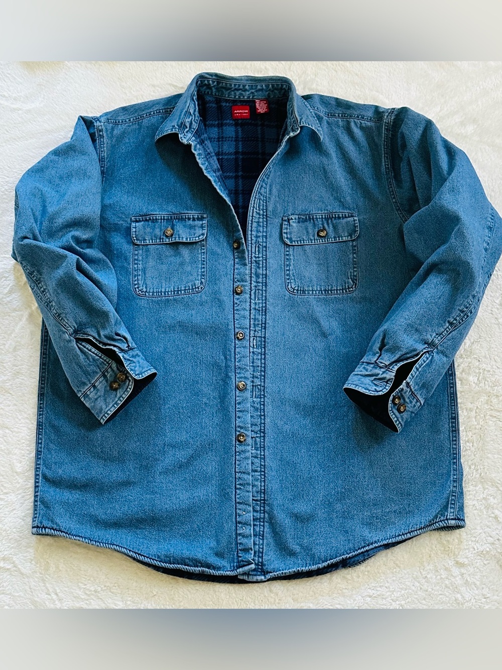 Vintage Arrow USA 1851 Men's Fleece-Lined Denim Shirt Jacket Shacket XL Tall